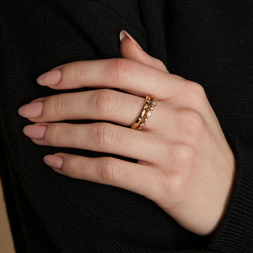 Crystal Band Ring Stacking Set in Gold
