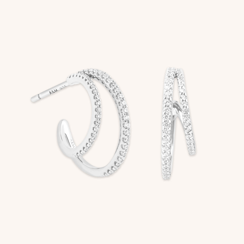 Illusion Crystal Hoops in Silver