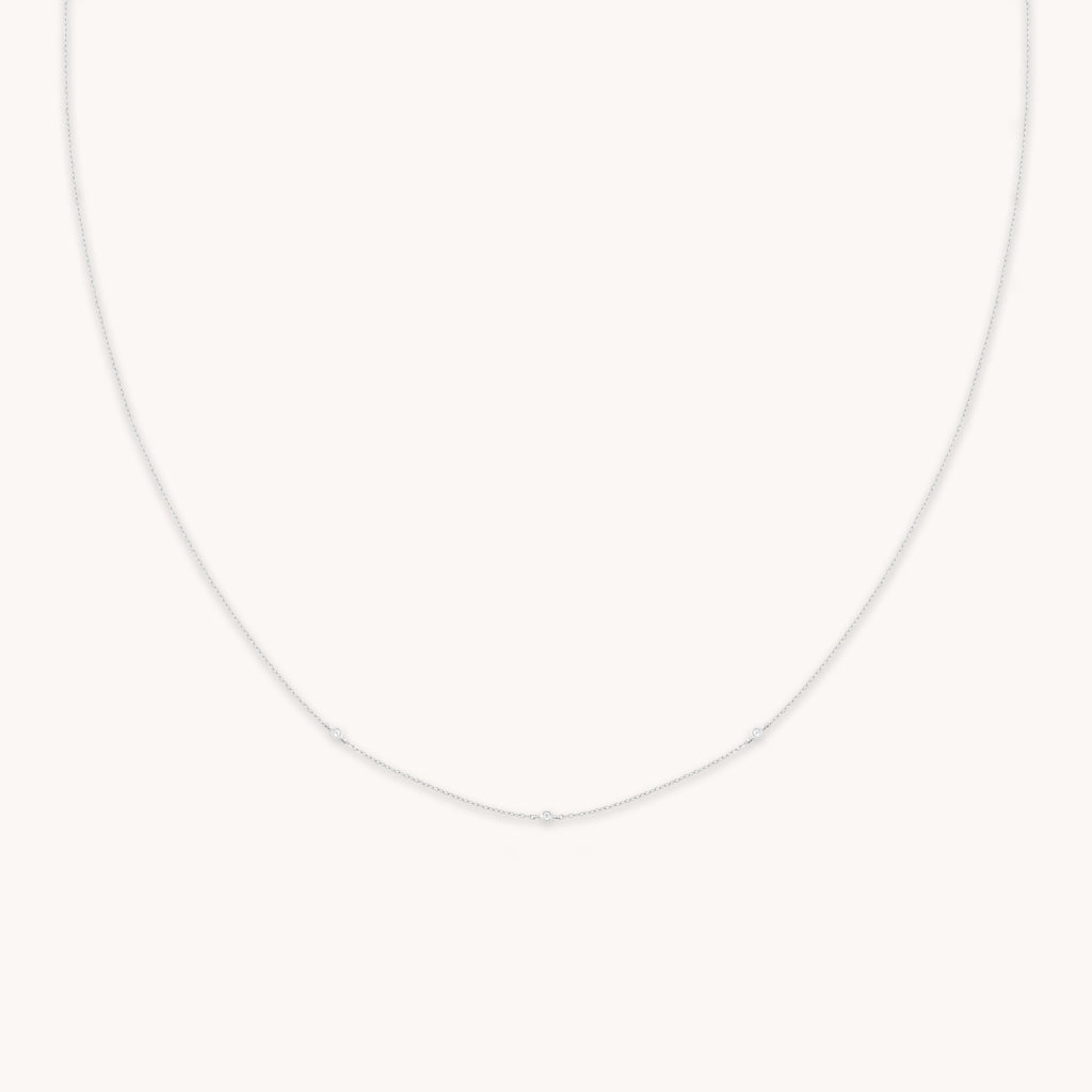 Topaz Charm Necklace in Solid White Gold
