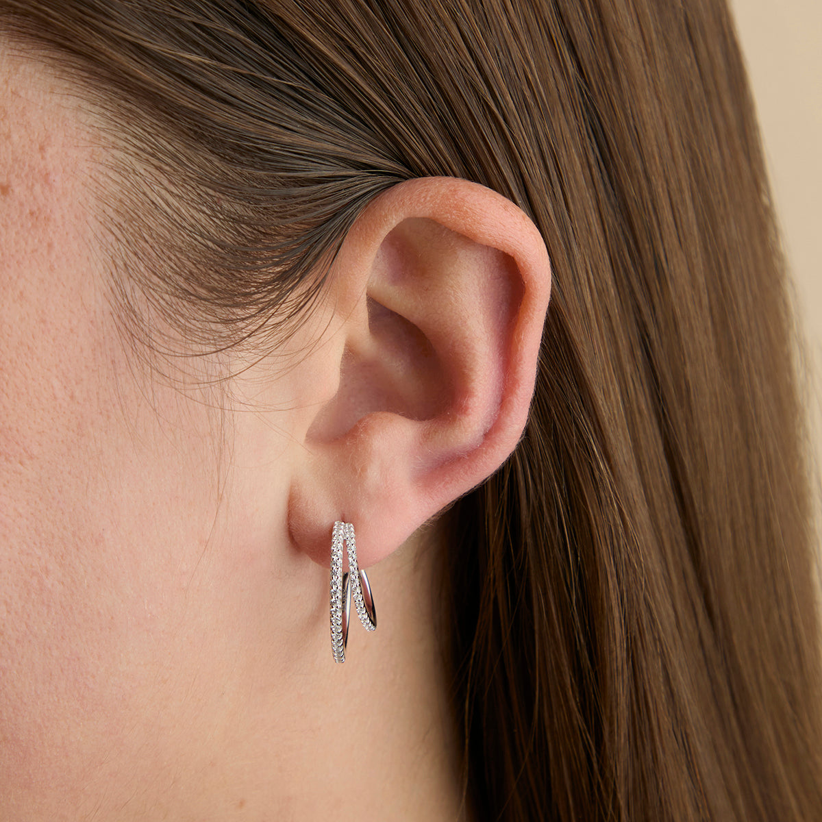 Illusion Crystal Hoops in Silver