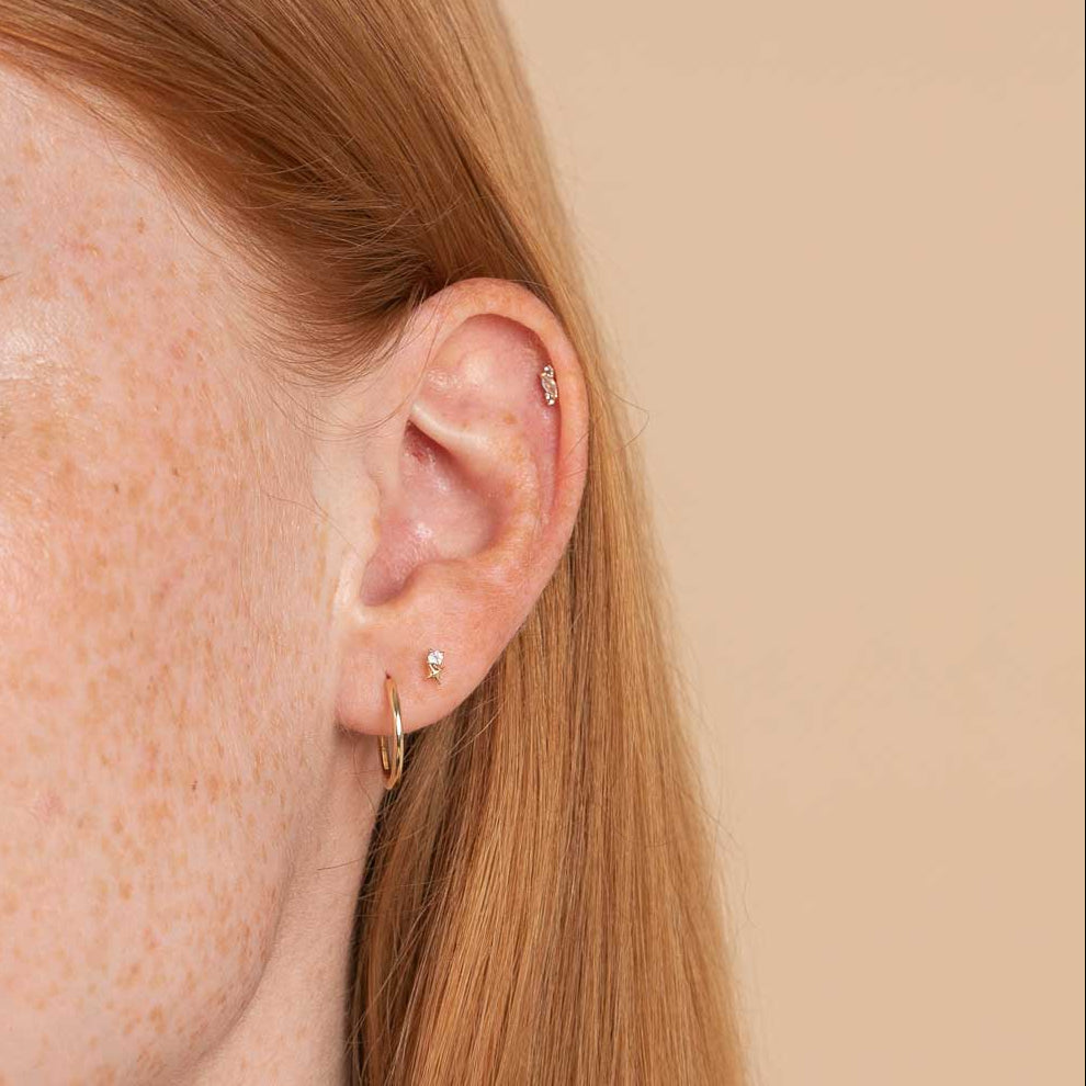 April Topaz Birthstone Earrings in Solid Gold