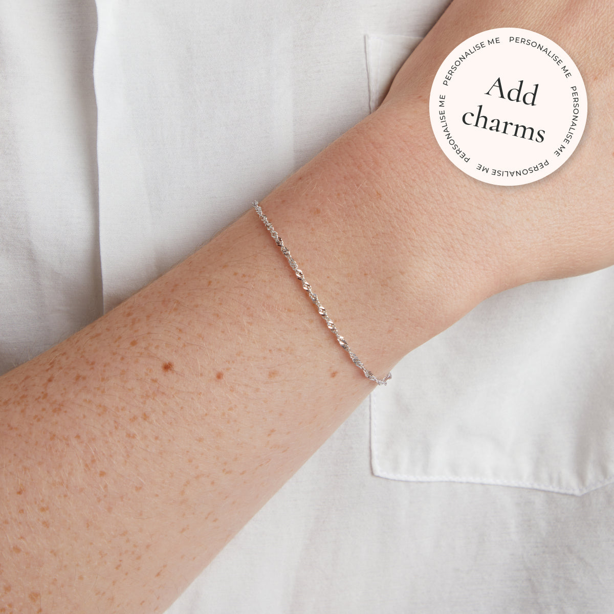 Bold Astrid Story Chain Bracelet in Solid White Gold