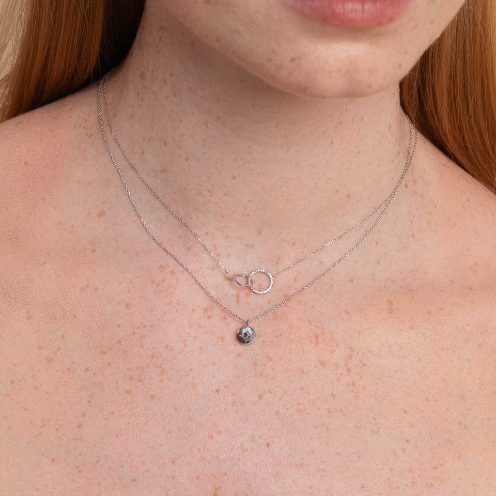 December Tanzanite Birthstone Necklace in Solid White Gold