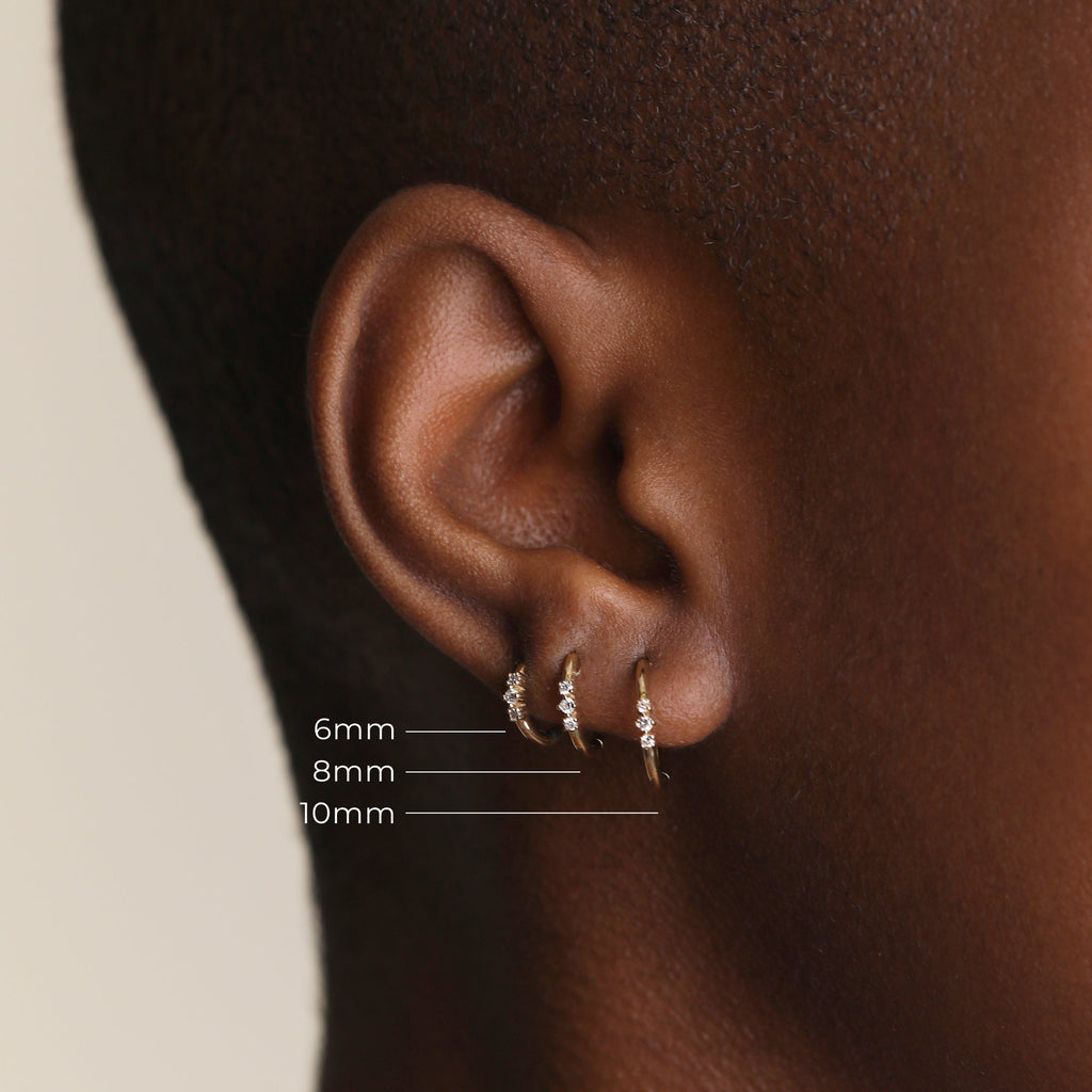 Diamond Triology Seamless Piercing Hoop in Solid Gold