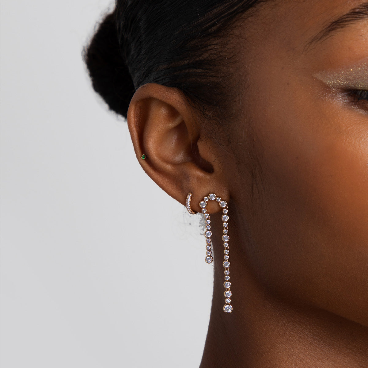 Gleam Crystal Drop Studs in Gold