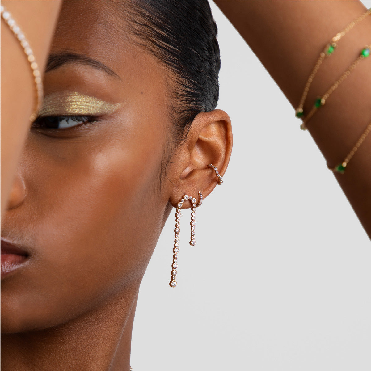 Gleam Crystal Drop Studs in Gold