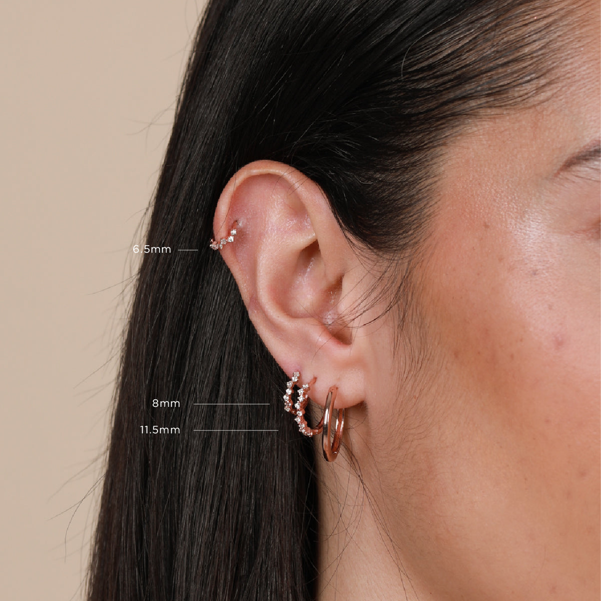 Cluster Hoop 8mm in Rose Gold