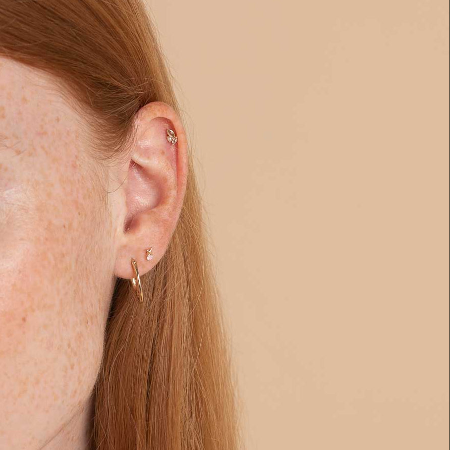 June Moonstone Birthstone Earrings in Solid Gold