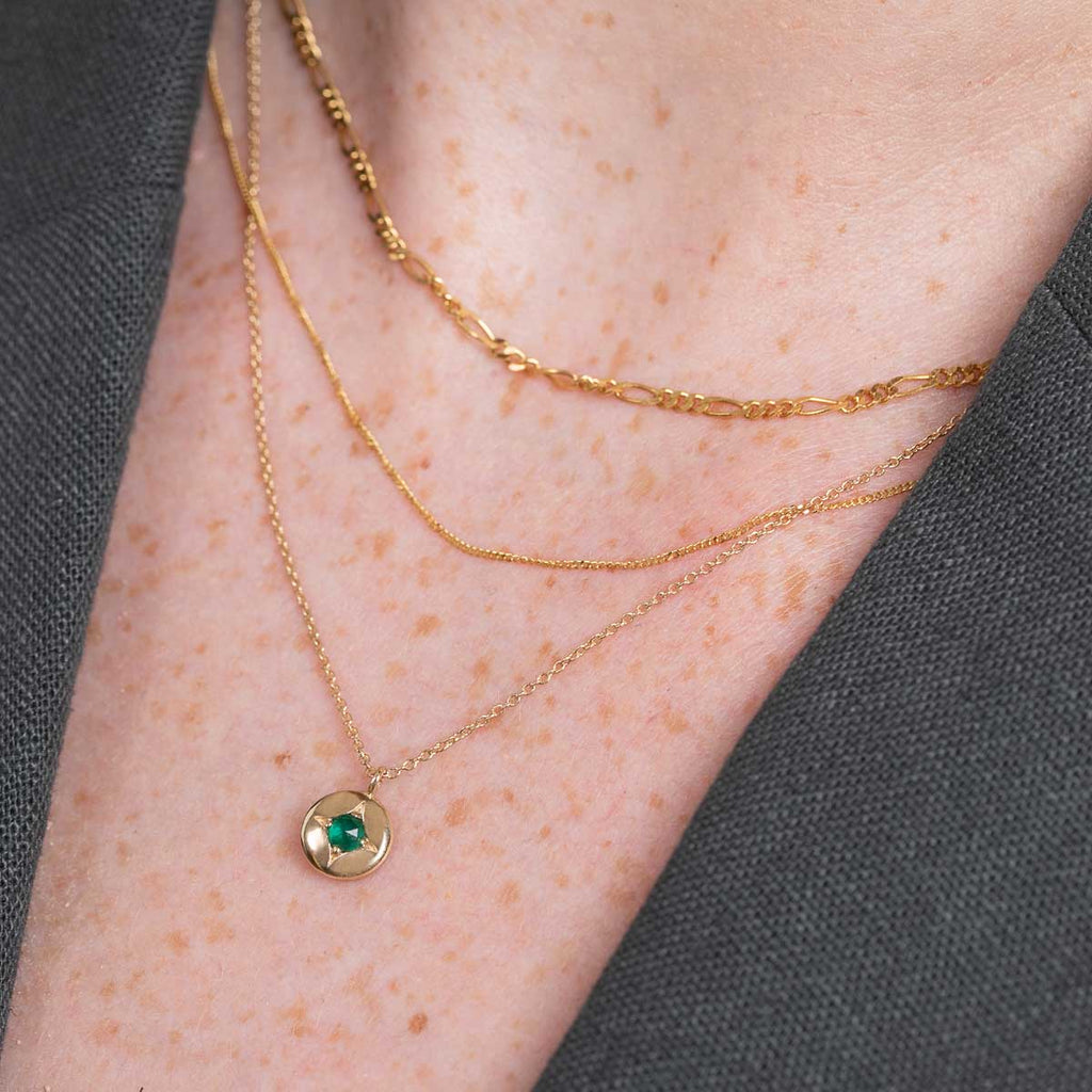 May Emerald Birthstone Necklace in Solid Gold