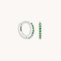 May Birthstone Huggies in Silver with Emerald CZ