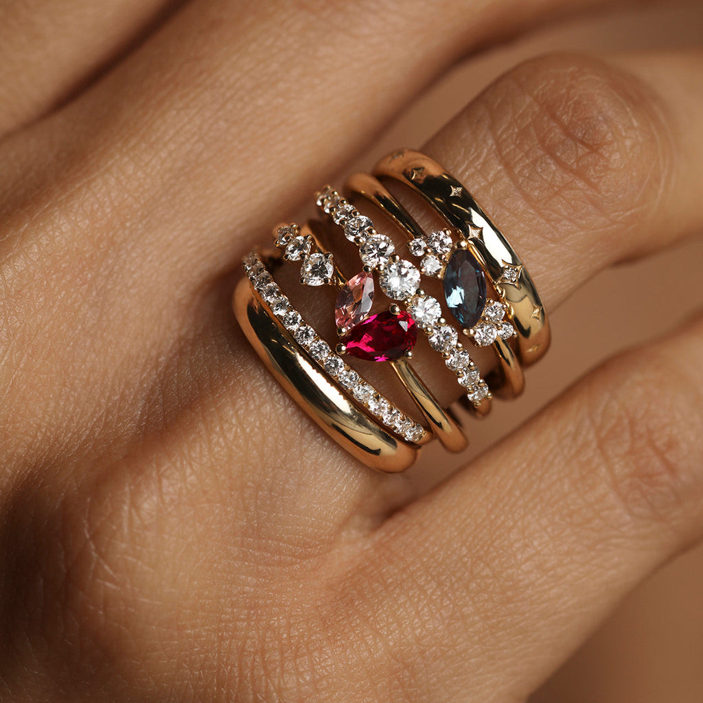 Alexandrite Diamond Milestone Ring in Solid Gold