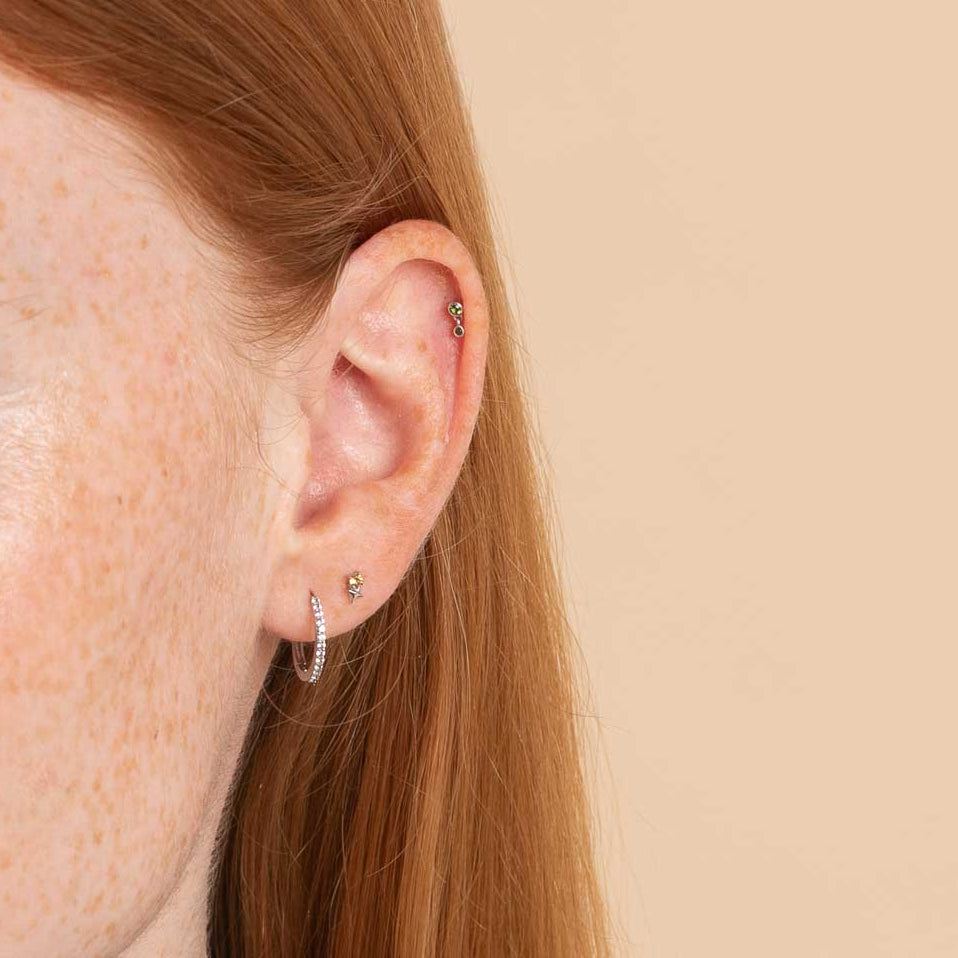 November Citrine Birthstone Earrings in Solid White Gold