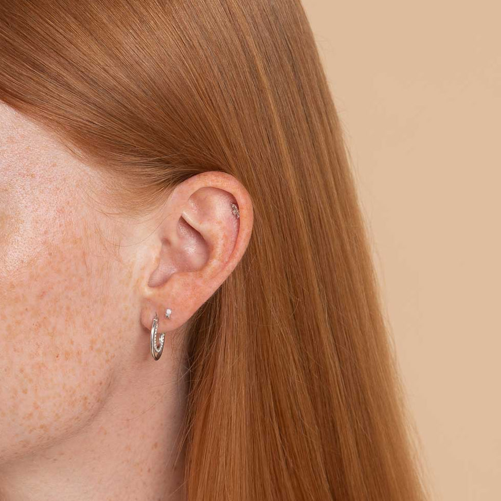 October Opal Birthstone Earrings in Solid White Gold
