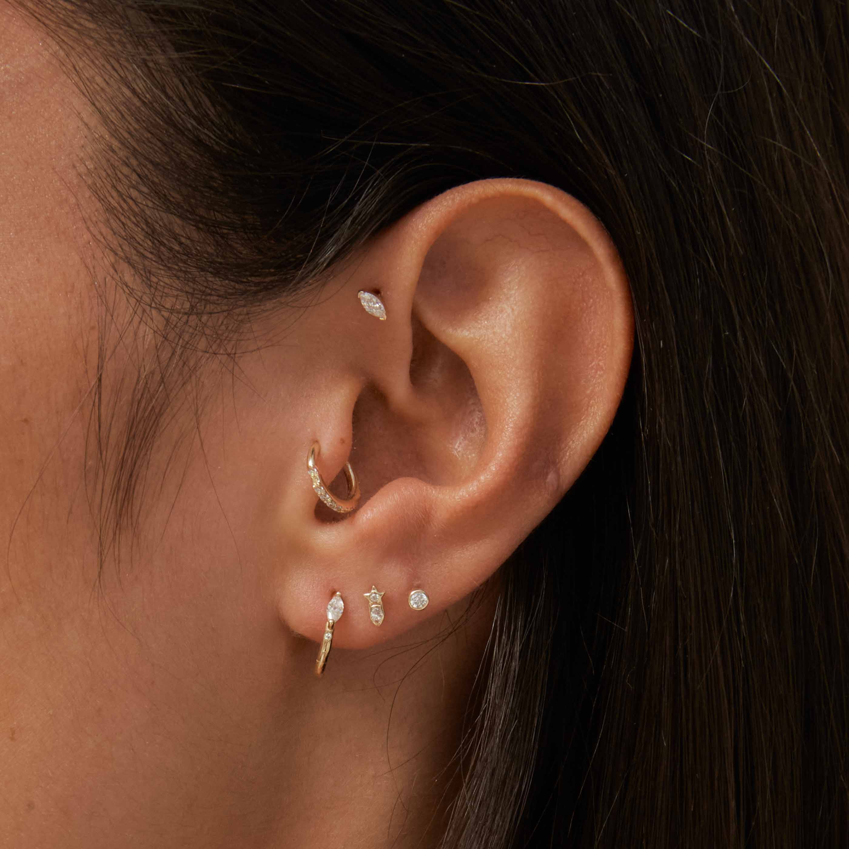 Topaz Marquise Piercing Stud in Solid Gold