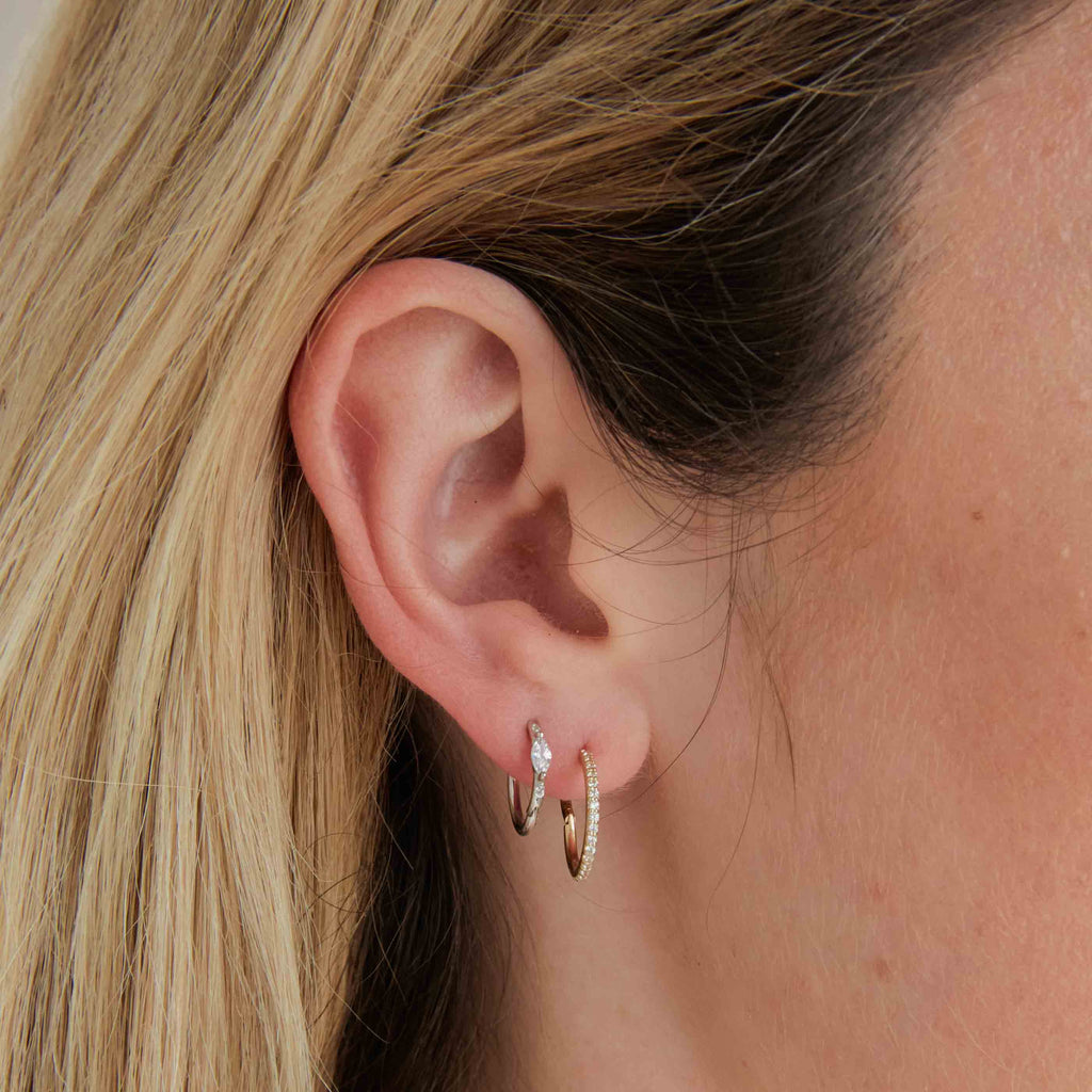 Solid White Gold Marquise Piercing Hoop