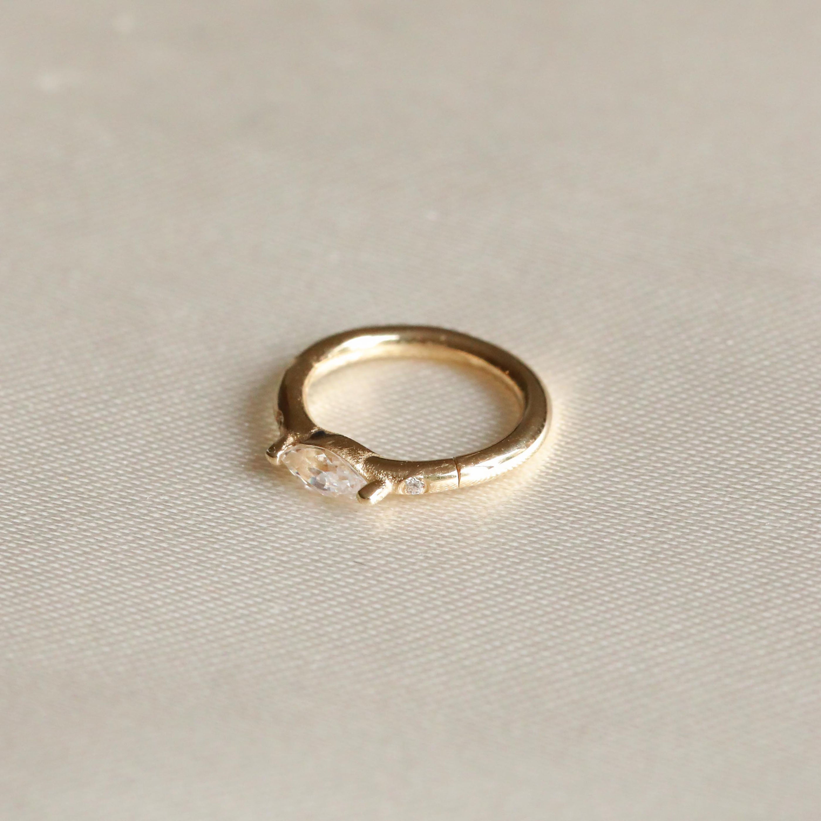 Solid Gold Marquise Piercing Hoop