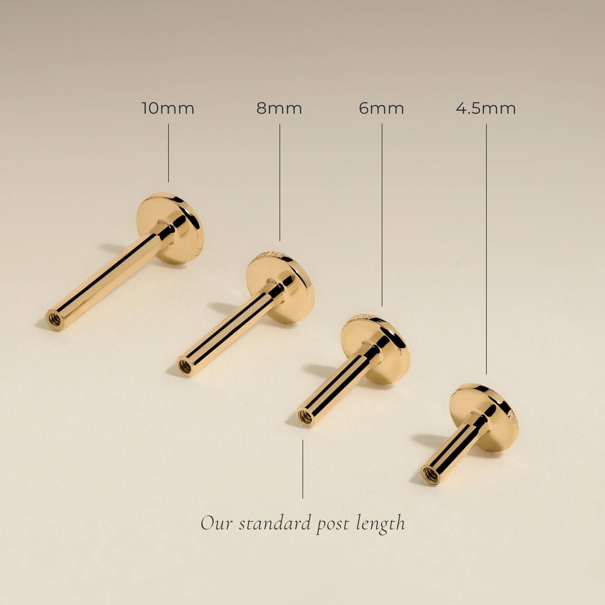 Piercing Post in Solid Gold