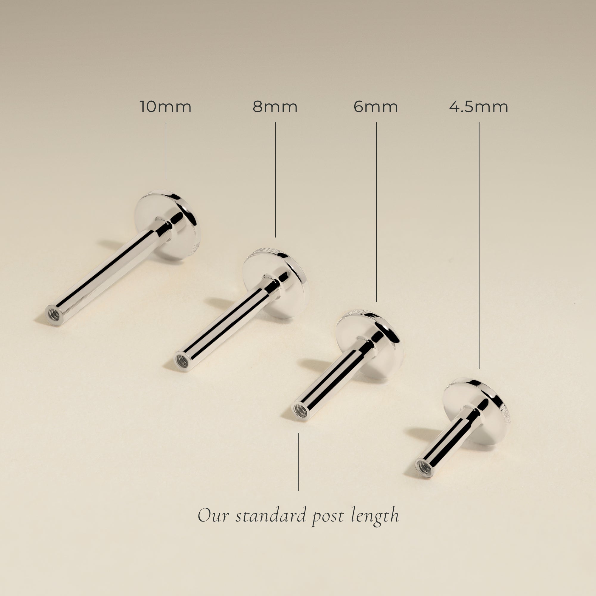 Piercing Post in Solid White Gold