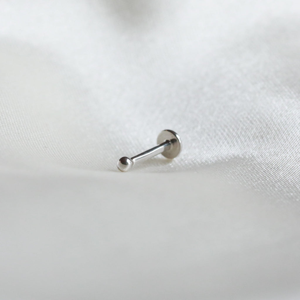 Solid White Gold Small Ball Piercing Stud
