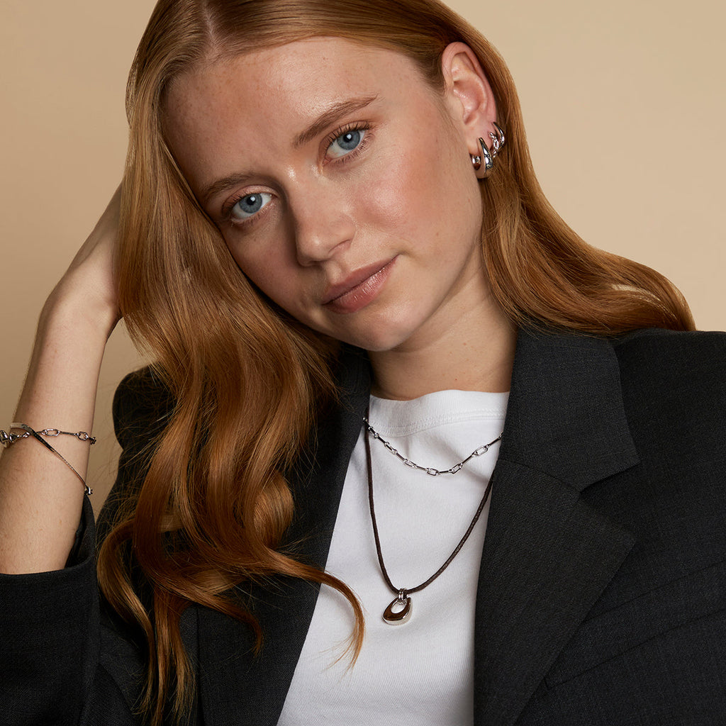 Hardware Link Hoops in Silver