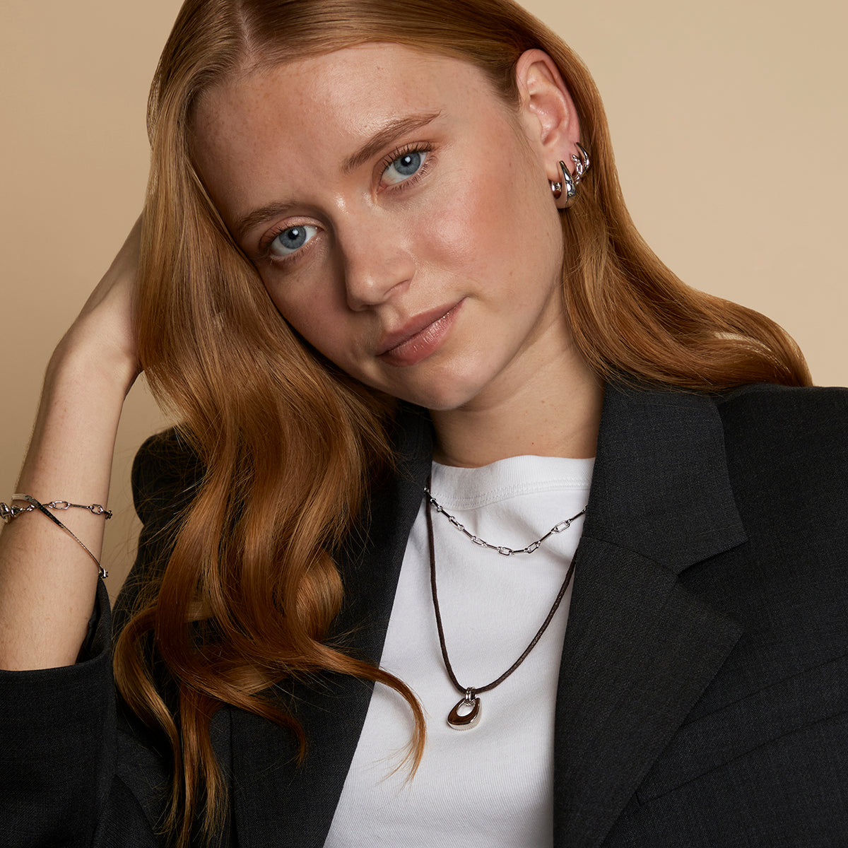 Hardware Link Hoops in Silver