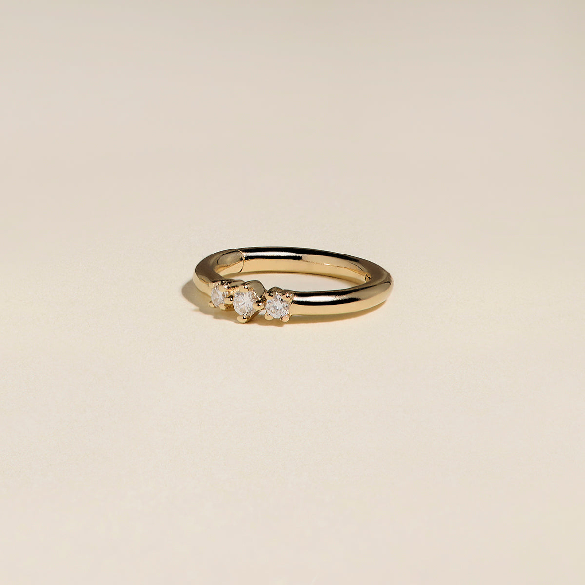 Diamond Triology Seamless Piercing Hoop in Solid Gold