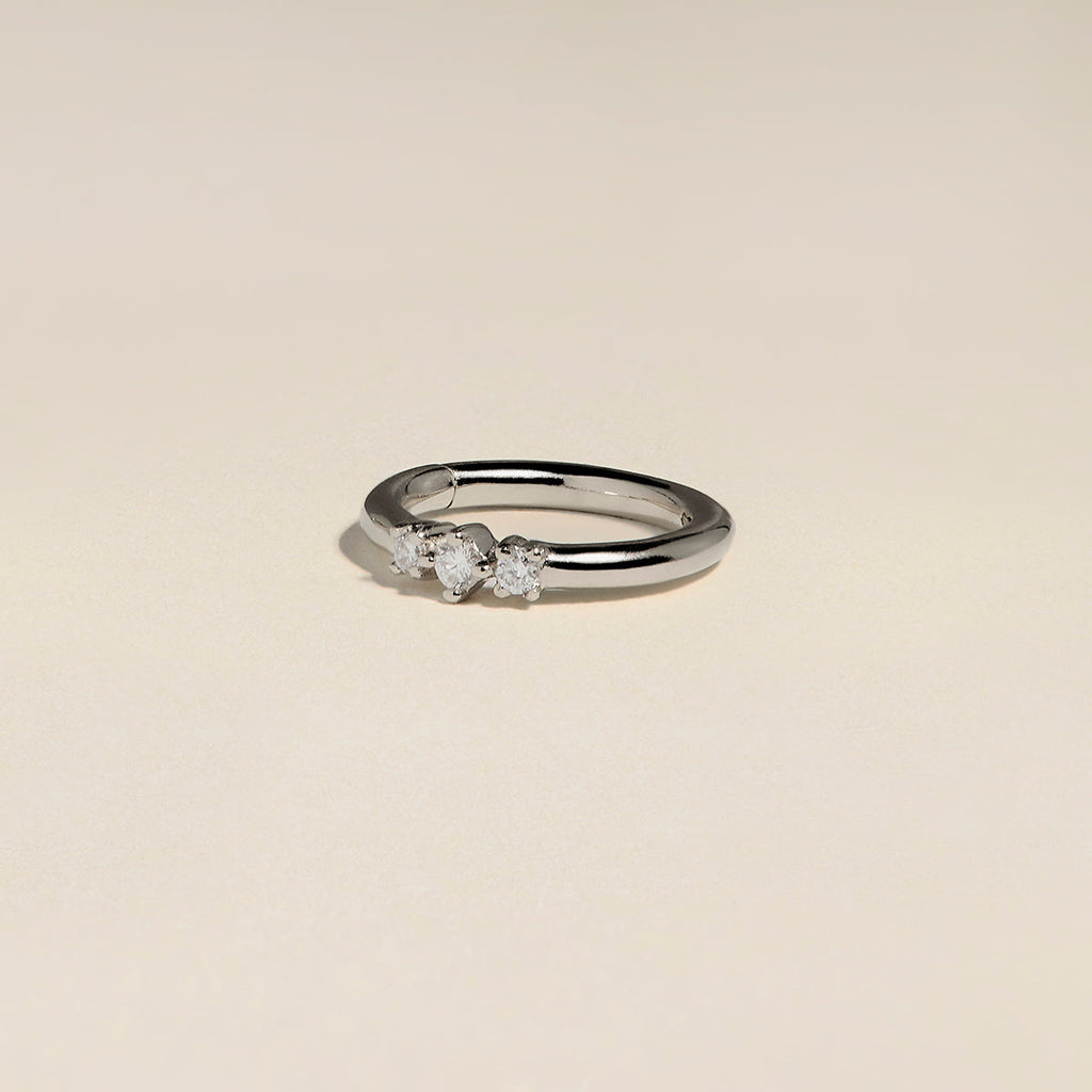 Diamond Triology Seamless Piercing Hoop in Solid White Gold