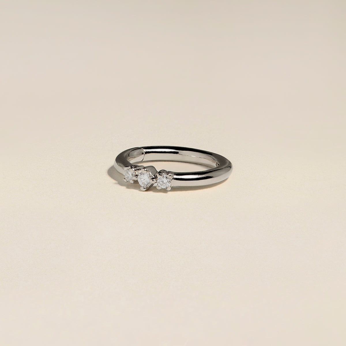 Diamond Triology Seamless Piercing Hoop in Solid White Gold