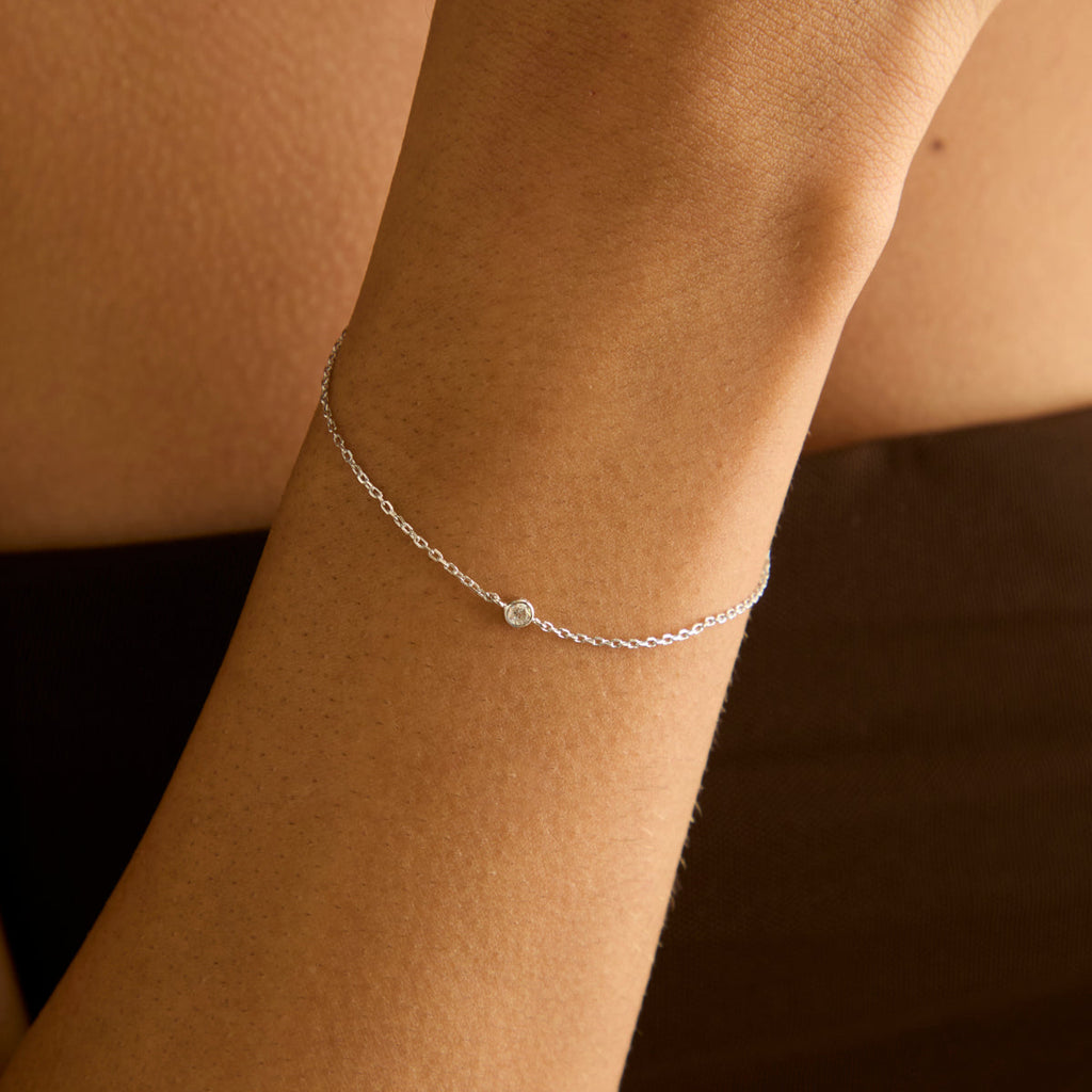 Essential Crystal Charm Bracelet in Silver