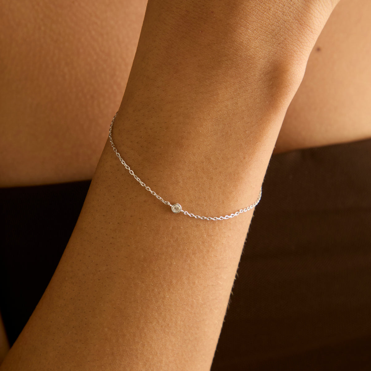 Essential Crystal Charm Bracelet in Silver