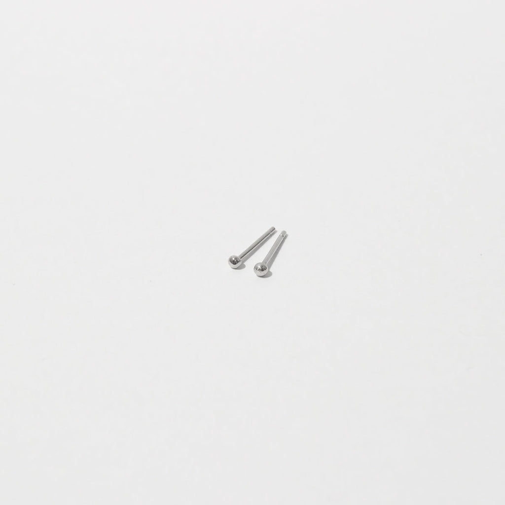 Small Ball Stud Earrings in Solid White Gold