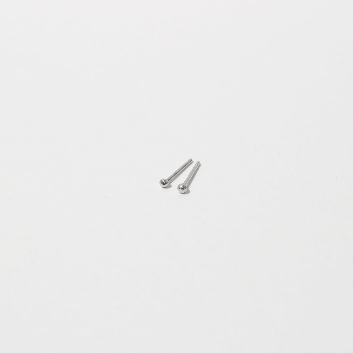 Small Ball Stud Earrings in Solid White Gold