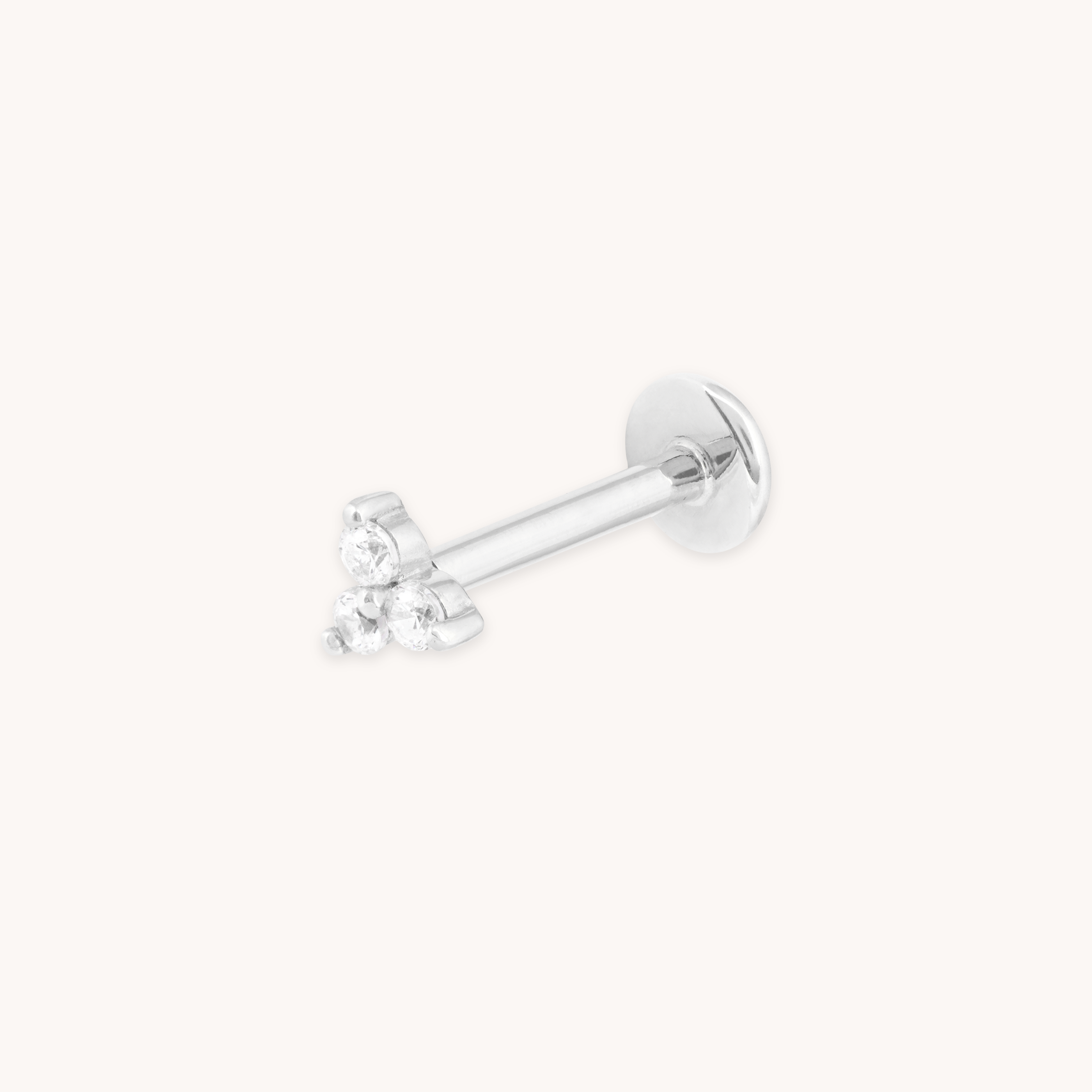 Triple Topaz Piercing Stud in Solid White Gold