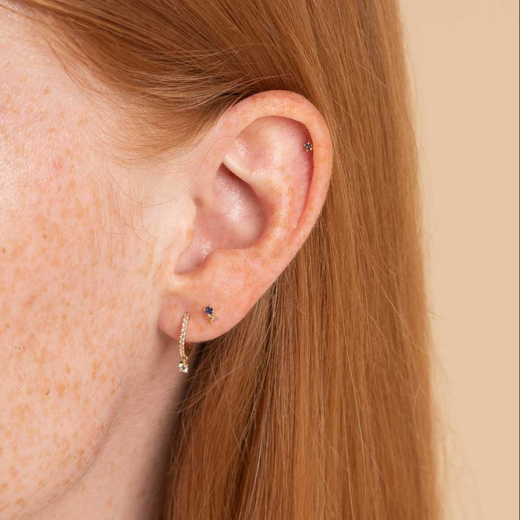 September Sapphire Birthstone Earrings in Solid Gold