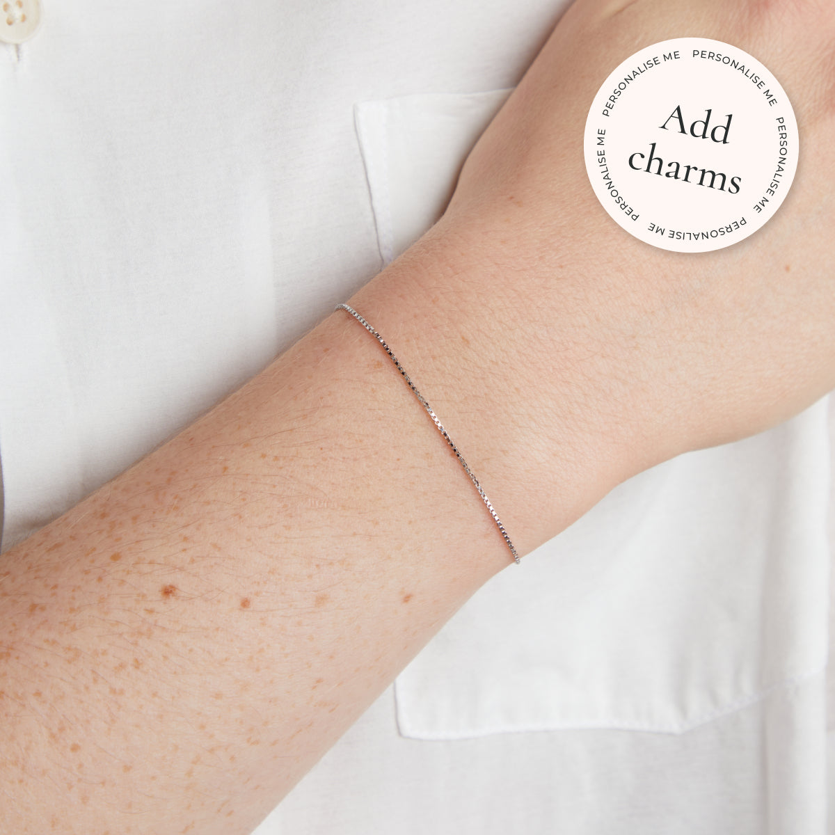 Shoreditch Story Chain Bracelet in Solid White Gold