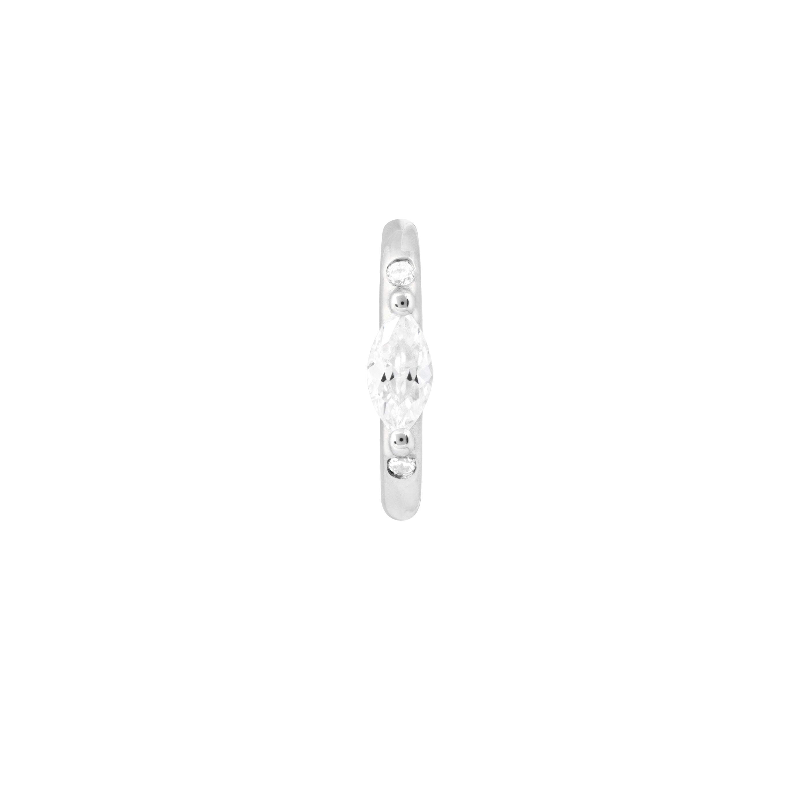 Solid White Gold Marquise Piercing Hoop