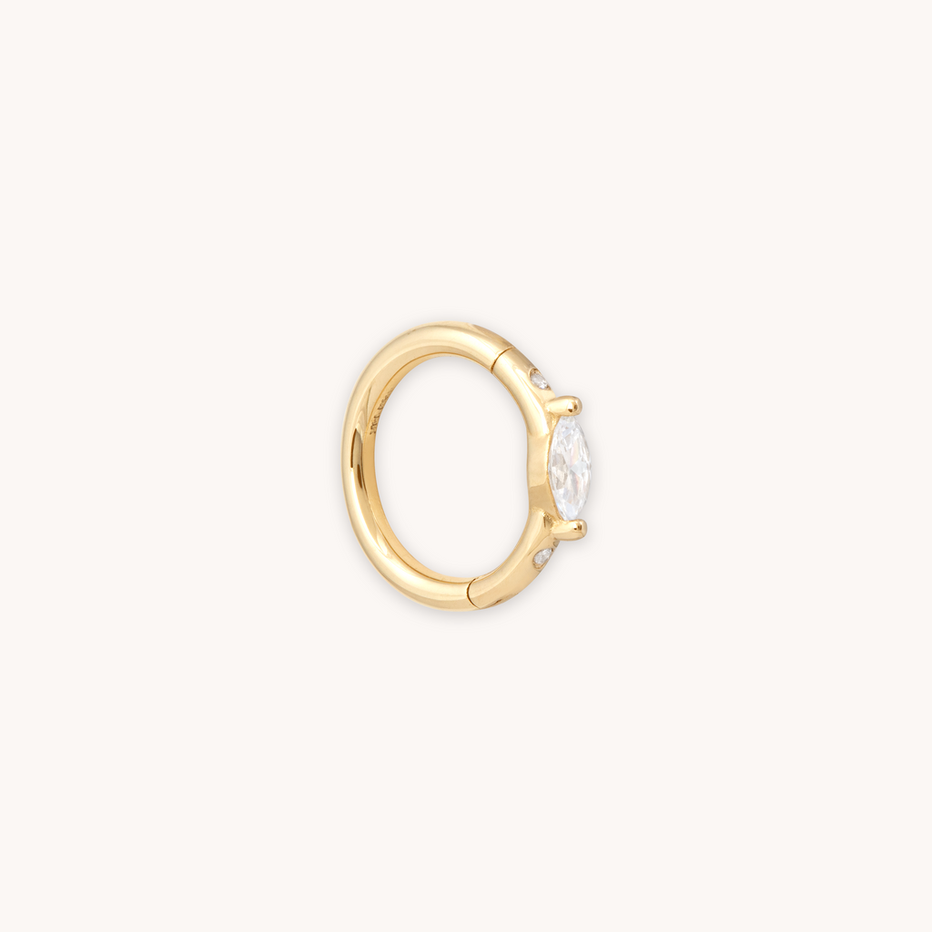 Solid Gold Marquise Piercing Hoop