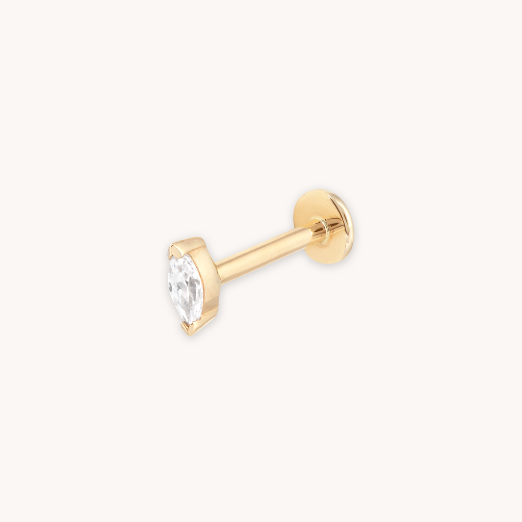Topaz Marquise Piercing Stud in Solid Gold
