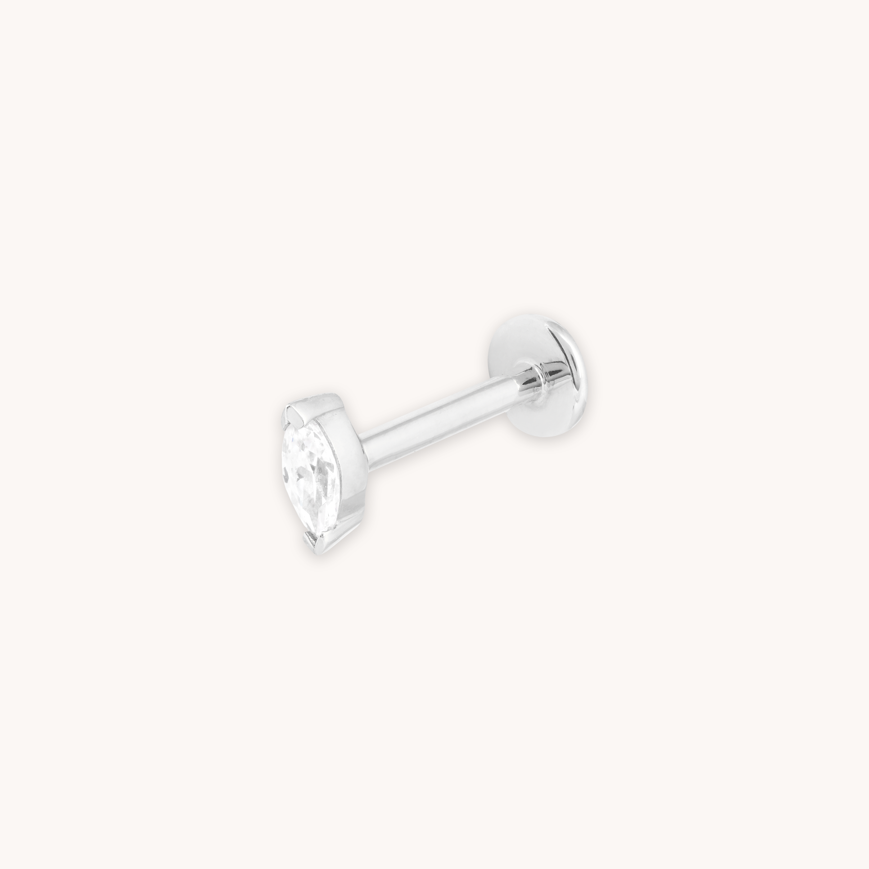 Topaz Marquise Piercing Stud in Solid White Gold