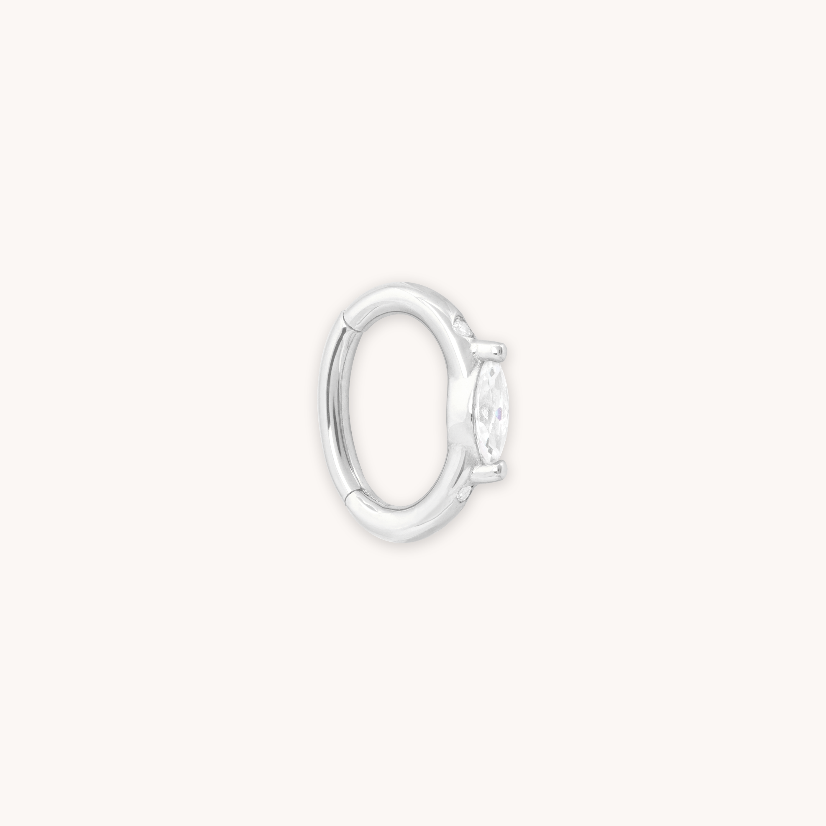 Solid White Gold Marquise Piercing Hoop