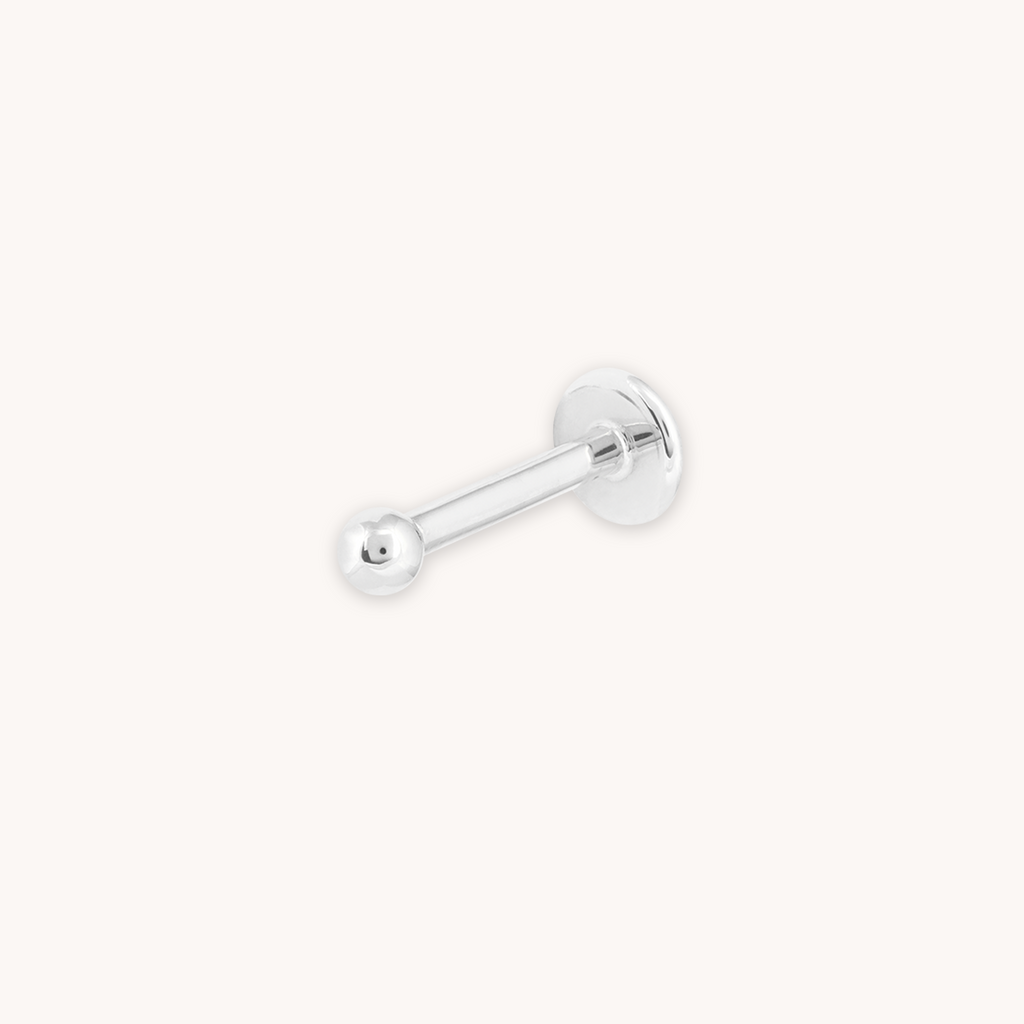 Solid White Gold Small Ball Piercing Stud