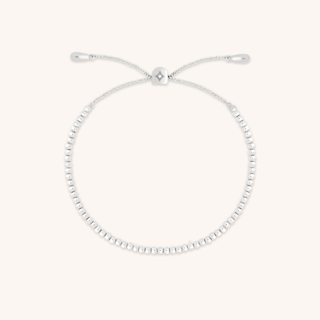 Beaded Bracelet in Solid White Gold