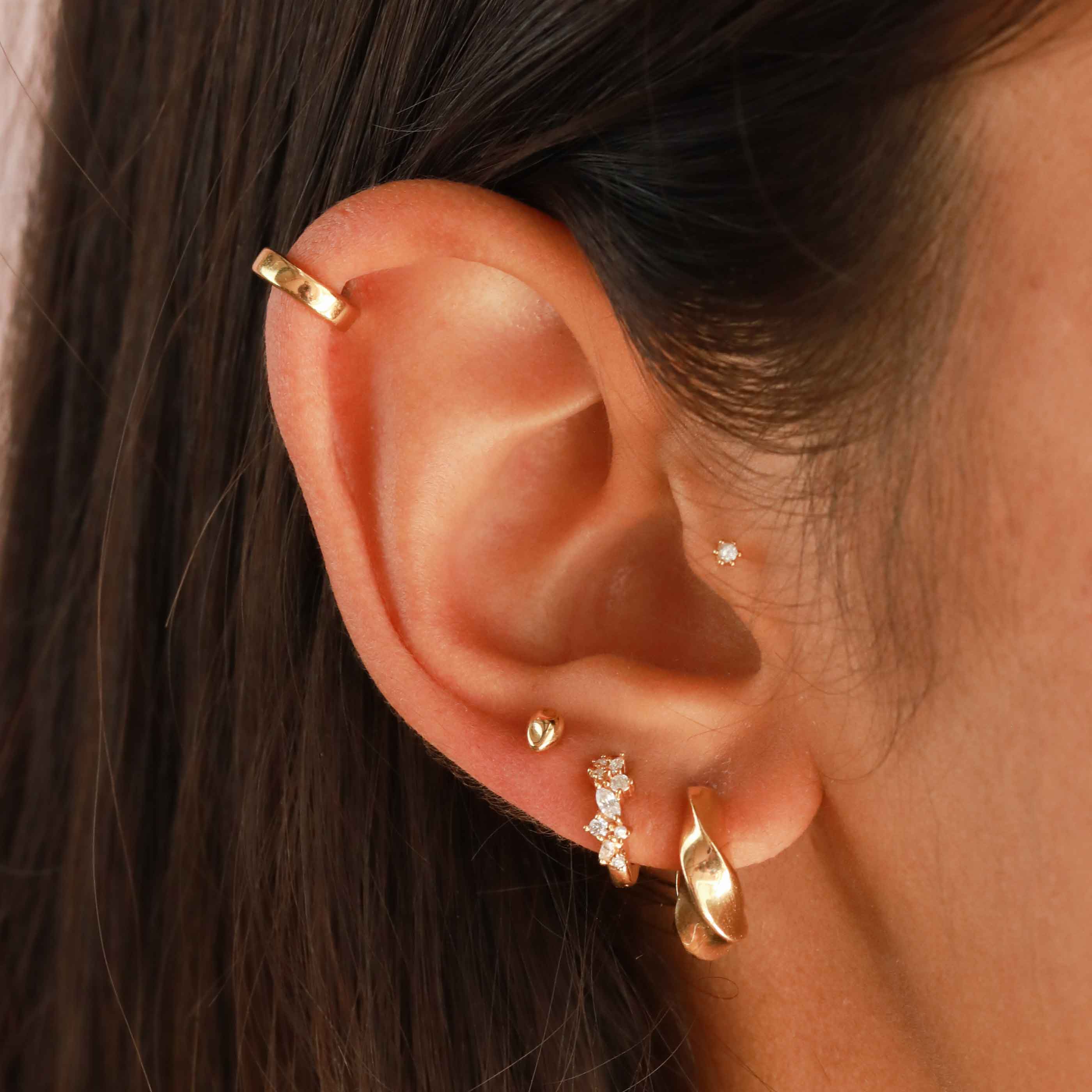Crystal Cluster Huggies in Gold