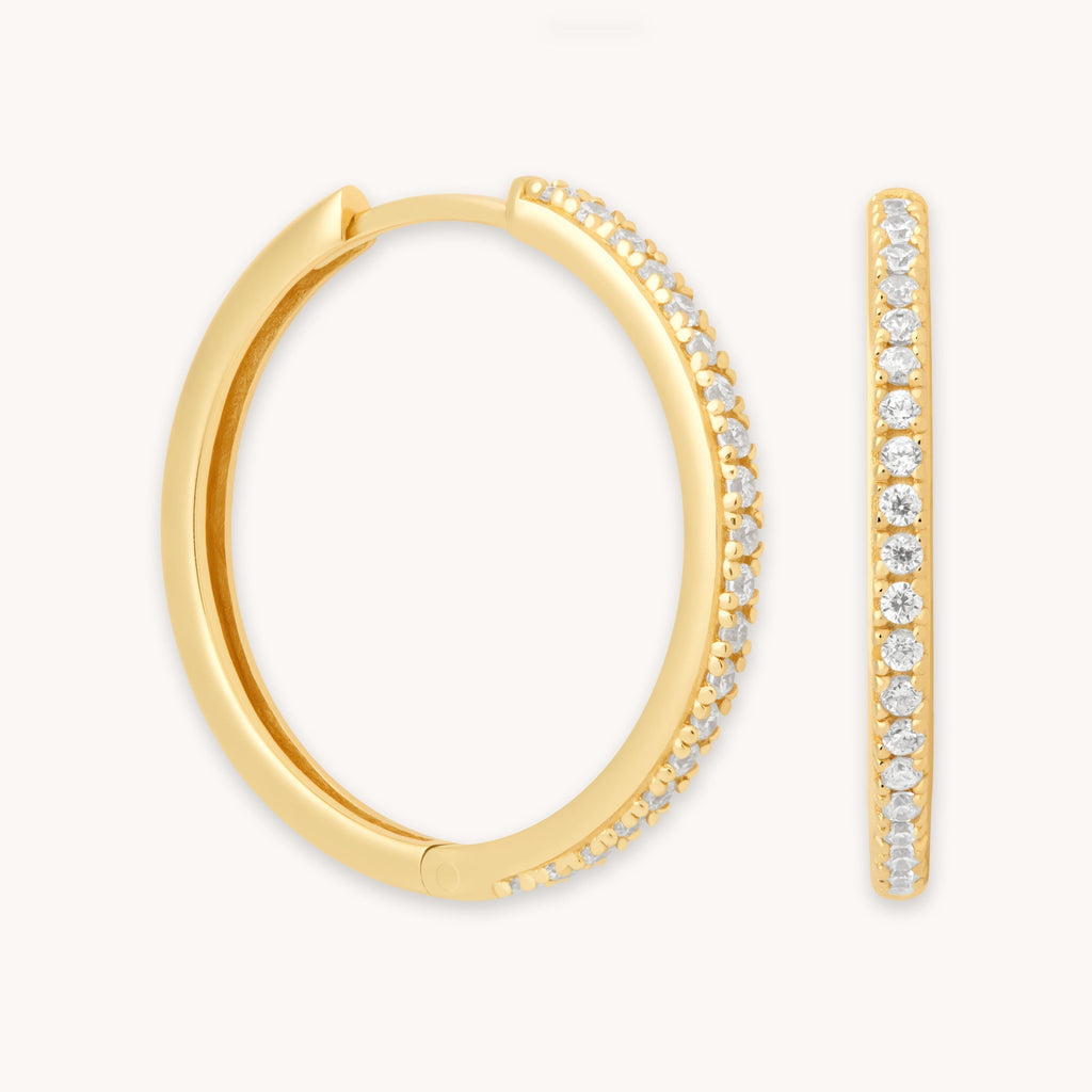 Essential Crystal Large Hoops in Gold