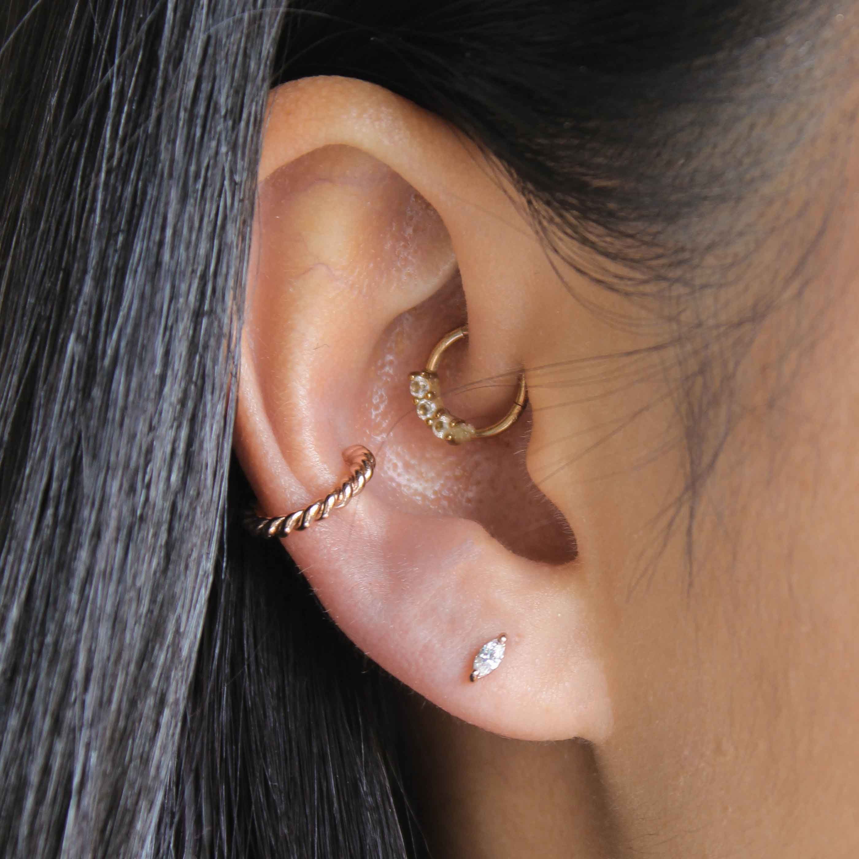 Navette Gem Stud Earrings in Rose Gold