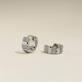 Crystal Ridged Huggies in Silver