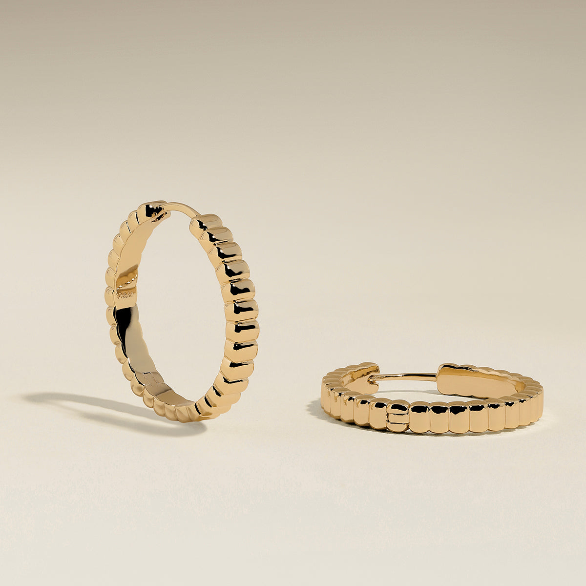 Ridged Hoops in Gold