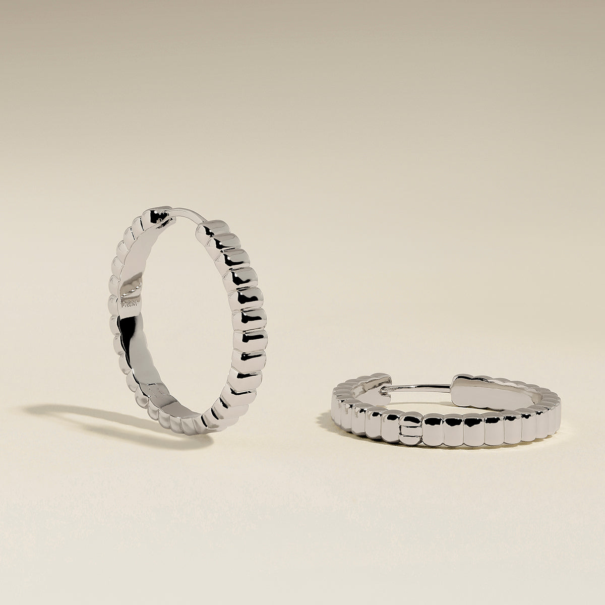 Ridged Hoops in Silver