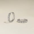 Crystal Ridged Hoops in Silver