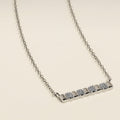 Crystal Ridged Bar Pendant Necklace in Silver